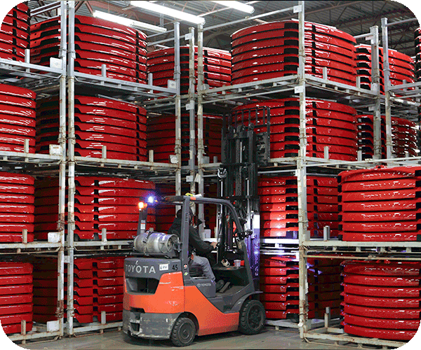 fork lift moving thermoformed parts at Allied Plastics